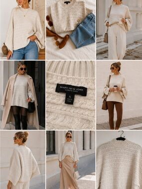 Marc New York by Andrew Marc Cable Knit Mock Neck Sweater | XL | Cream
